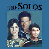 Funny Retro Vintage THE SOLOS Graphic Tee, Star Wars Sitcom Parody-Unisex style premium quality ringspun cotton tee. Soft and comfortable Bella+Canvas shirt with a standard retail fit. Made to order. Free shipping from the USA. Funny 80s 90s kid 1980s 1990s TV retro vintage y2k sitcom family portrait hans solo kylo ren princess leia television parody womens ladies juniors shirt gift-2XL-Heather Blue-