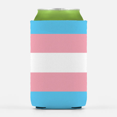 Transgender Pride Insulator Sleeve, Trans Rights LGBT LGBTQ LGBTQIA -High quality, reusable neoprene beverage insulator sleeve. Fits standard 12oz and 16oz cans or bottles and keeps beverages cold. Easy to clean and foldable for easy storage. Great gift or drink marker for parties. LGBT GLBT LGBTQ LGBTQIA LGBTQX Trans Transgender Pride Stripes, Rights, Representation, Equality. -