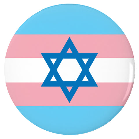 Transgender Jewish Pride Buttons, LGBTQIA Intersectional Trans Pins-High quality scratch and UV resistant mylar & metal pinback button. 1.25, 2.25 or 3 inches. Custom Trans LGBTQ LGBTQIA LGBTQX Intersectional Jewish Magan Star of David Pride Badge - Flag Stripes - Jewish Transman Transwoman Transgender Rights - Visibility, Representation, Equality-3 inch Round Button-