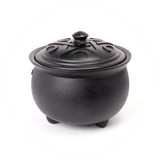 -Ceridwen's vessel of rebirth, transformation & inspiration. By the power of three, so mote it be. Premium quality resin cauldron pot with pentacle triple moon cutout and pentagram lid. Perfect for use as a trinket dish or tealight candle holder. Ships from USA. witch witches wicca goddess halloween gothic home decor-