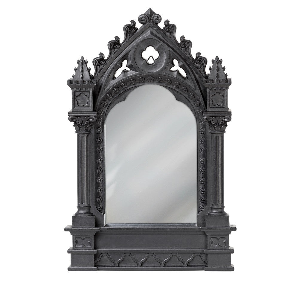 -Gothic cathedral inspired resin frame for both tabletop and wall hanging. 10.83x7.09in, fits 4x6in photo or print. Genuine Alchemy product, brand new in box. Ships from the USA Goth architecture grand medieval renaissance black church gothic home decor gift halloween dark architectural fancy classy designer art-
