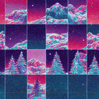 -58" x 23" rolls of high quality 5.93oz gift wrap. Free Shipping. 25% off 2 or more rolls w/code 'WRAPPERSDELIGHT' at checkout. vaporwave aesthetic fun futuristic y2k retro future synthwave neon christmas holiday winter santa christmas trees iconography secular unique unusual trending designer premium giftwrap abstract-Style A-58" x 23"-