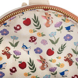 -Vegan faux leather Disney Castle series mini backpack with applique, embroidered, and printed detailing, metal hardware with enamel zipper charm. Suitable for adults and children with adjustable straps. 9x10.5x4.5in Genuine Loungefly, officially licensed-