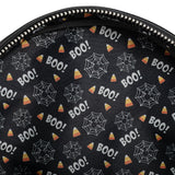 -Limited edition Disney Halloween vegan faux leather mini backpack with headband holder and matching Minnie Mouse ear headband with candycorn bow. Metal hardware, enameled zipper charm. 9x10.5x4.5 Genuine Loungefly and Disney bag. Shipped from USA. Not so spooky halloween haunted mansion goth gothic villains gift set.-