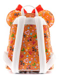 DISNEY Loungefly Minnie Mouse Gingerbread Mini Backpack and Headband Set-Limited edition Disney Christmas themed Gingerbread Minnie Mouse faux leather mini backpack with headband holder and matching headband. 9x10x4.5in, Suitable for both kids and adults with adjustable straps. Genuine Loungefly, officially licensed Disney acc-