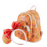 DISNEY Loungefly Minnie Mouse Gingerbread Mini Backpack and Headband Set-Limited edition Disney Christmas themed Gingerbread Minnie Mouse faux leather mini backpack with headband holder and matching headband. 9x10x4.5in, Suitable for both kids and adults with adjustable straps. Genuine Loungefly, officially licensed Disney acc-