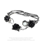 Wild Black Rose Bracelet, Alchemy Gothic - Magnetic Clasp Cuff -