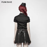 Gothic Militia Shirt, Punk Rave Gothic Women's Military Fashion Top-