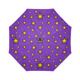 Wizard Star Pattern Automatic Umbrella, Compact Standard or Anti-UV-High quality compact automatic umbrella with automatic open and close system. Sturdy and well constructed. Standard or heavy duty anti-UV versions available. Waterproof polyester pongee with colorfast and fade resistant design. Unique retro vintage magic tattoo fortune teller cartoon wizard star design.-