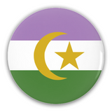 Genderqueer Muslim Pride Buttons LGBTQX LGBTQ LGBTQIA Intersectional-High quality scratch and UV resistant mylar & metal pinback button. 1.25, 2.25 or 3 inches. Custom made Genderqueer Muslim LGBTQ LGBTQIA LGBTQX Intersectional GQ Non-Binary Gender Nonconforming Queer Intersectional Identity Pride Pin Badge - Visibility, Representation, Rights and Equality. -2.25 inch Round Button-