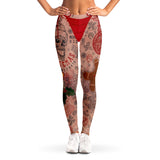 Christmas Fanatic Bikini Bottom and Tattooed Legs Holiday Leggings-Premium polyester and spandex blend four-way stretch costume / cosplay leggings. Squat-proof with elastic waistband and microfiber stitching. Free Shipping Worldwide. All-over-printed design with two legs covered in christmas holiday themed tattoos. Fun and funny, sexy xmas costume cosplay. Naughty santa dirty elf.-