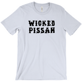 Funny WICKED PISSAH Tee, Mens/Unisex Adult Sizes, Shipped from the USA-Soft airlume cotton standard fit t-shirt with short sleeves and crew neck. - Boston Mass New England Massachusetts New Hampshire Rhode Island Maine Vermont Connecticut MA NH RI MN VT CT aweome regionalism saying slang townie chowda head masshole sox celtics bruins huskies revolution patriots black wolves fan smaht -S-Baby Blue-