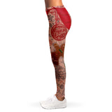 Christmas Fanatic Bikini Bottom and Tattooed Legs Holiday Leggings-Premium polyester and spandex blend four-way stretch costume / cosplay leggings. Squat-proof with elastic waistband and microfiber stitching. Free Shipping Worldwide. All-over-printed design with two legs covered in christmas holiday themed tattoos. Fun and funny, sexy xmas costume cosplay. Naughty santa dirty elf.-