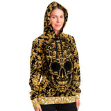 Baroque Skull Hoodie, Gothic All Over Print Hooded Pullover Sweatshirt-
