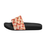 Funny Bacon Weave Slide Sandals-High quality slip-on sandals constructed of lightweight, durable, soft and comfortable PVC. These sandals are made-to-order. Free shipping from abroad. Woven bacon slice print pattern funny amens womens unisex meme breakfast pork-