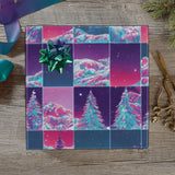 -58" x 23" rolls of high quality 5.93oz gift wrap. Free Shipping. 25% off 2 or more rolls w/code 'WRAPPERSDELIGHT' at checkout. vaporwave aesthetic fun futuristic y2k retro future synthwave neon christmas holiday winter santa christmas trees iconography secular unique unusual trending designer premium giftwrap abstract-