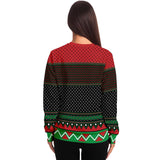 -Funny all-over-print unisex sweatshirt made of soft and comfortable cotton/polyester/spandex blend with brushed fleece interior. Each panel is individually printed, cut and sewn to ensure a flawless graphic that won't crack or peel. Mens womens Christmas pullover jumper ugly sweater santa claus your mom mommy joke-