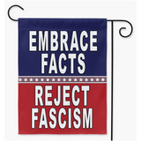 -Poly poplin-canvas fabric banners, washable. 12x18" w/1.25" pole sleeve, 18x27" or 24x36" w/3" sleeves. Hanger/stand not included. Made in USA. anti-fascist patriotic political protest yard garden flag trump treason insurrection GOP dictator desantis antifa democrat republican vote resist save american democracy-Double-24.5x32.125 inch-