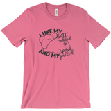 -Soft, comfortable mens/unisex style Airlume combed and ring-spun cotton shirt. Made-to-order and shipped form the USA. Funny dirty naughty bbq barbeque bar-b-que barbecue pork sex joke butt rubbed pig piggy t-shirt boyfriend gift -Charity Pink-Small (S)-