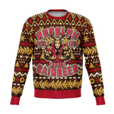 Rudolph The Red-Nosed Gaindeer Sweatshirt, Holiday Workout Ugly Jumper-Funny Rudolph the Red-Nosed Gaindeer holiday workout ugly sweater print sweatshirt. This pullover is crafted from a soft premium cotton, polyester and spandex blend with high definition all-over-printed design. Free Shipping Worldwide. Christmas Raindeer fitness pun graphic jumper. Unisex mens and womens xmas jumper.-