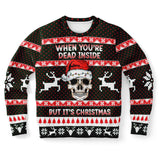-Funny all-over-print unisex sweatshirt made of soft and comfortable cotton/polyester/spandex blend with brushed fleece interior. Each panel is individually printed, cut and sewn to ensure a flawless graphic that won't crack or peel. Mens womens Christmas pullover jumper ugly sweater print skull skeleton gothic xmas-XS-