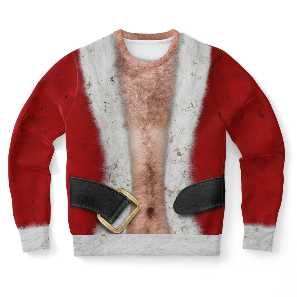 -Funny all-over-print unisex sweatshirt made of soft and comfortable cotton/polyester/spandex blend with brushed fleece interior. Each panel is individually printed, cut and sewn to ensure a flawless graphic that won't crack or peel. Mens womens Christmas all over print AOP novelty joke naughty humor xmas jumper costume-XS-