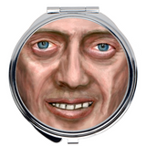 -Compact mirrors in choice of two shapes, 2" round or 2.25" rounded square. Dual mirrors with a sturdy silver outer frame. Vibrant printed image with durable, scratch resistant coating! Made to order, shipped from the USA. funny creepy weird buscemi eyes meme face beauty portable makeup mirror gift-Round-2x2 inch-