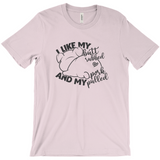 -Soft, comfortable mens/unisex style Airlume combed and ring-spun cotton shirt. Made-to-order and shipped form the USA. Funny dirty naughty bbq barbeque bar-b-que barbecue pork sex joke butt rubbed pig piggy t-shirt boyfriend gift -Pink-Extra Small (XS)-