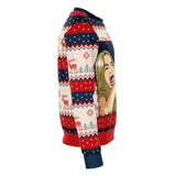 -Funny all-over-print unisex sweatshirt made of soft and comfortable cotton/polyester/spandex blend with brushed fleece interior. Each panel is individually printed, cut and sewn to ensure a flawless graphic that won't crack or peel. Mens womens Christmas pullover jumper ugly sweater print memes couple matching joke. -