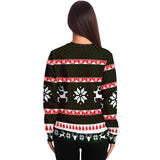 -Funny all-over-print unisex sweatshirt made of soft and comfortable cotton/polyester/spandex blend with brushed fleece interior. Each panel is individually printed, cut and sewn to ensure a flawless graphic that won't crack or peel. Mens womens Christmas pullover jumper ugly sweater print skull skeleton gothic xmas-