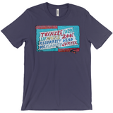 Toynbee Tile Shirt, Unisex Cryptic Street Art Mystery Conspiracy Shirt-High quality Toynbee Tile graphic tee. Mysterious TOYNBEE IDEA IN MOVIE 2001 RESURRECT DEAD ON PLANET JUPITER conspiracy street art. Super soft and comfortable unisex style tee (airlume cotton/cotton blend) with bright, bold graphic print. XS-4X Made-to-Order. Shipped from the USA. Unique unusual Arthur Toynbee Kubrick-Extra Small (XS)-Navy-