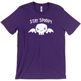 -Stay Spoopy winged skull graphic tee. High quality printing on soft Bella Canvas Canvas shirt. These shirts are made-to-order and typically ship in 2-4 business days from within the USA. Funny kowai cute halloween goth gothic spoopy spooky girl boy mens womens unisex t-shirt -Heather Team Purple-S-