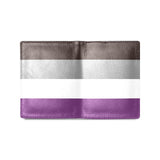 -Faux leather bifold wallet with printed Calico Jack Jolly Roger design on either side. Interior features 4 card slots, windowed ID slot and 2 large currency pockets. Measures roughly 3.93"x4.72" folded / 7.87x4.72in unfolded. Free shipping. Asexual LGBTQ LGBTQIA LGBTQX Ace Pride Equality Visibility Gift -