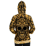 Baroque Skull Hoodie, Gothic All Over Print Hooded Pullover Sweatshirt-