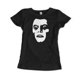 THE EXORCIST Captain Howdy Pazuzu Demon Graphic Tee-Super soft and smooth 100% ringspun combed cotton tee, preshrunk with shoulder to shoulder taping, seamless collar and double needle hems. High quality colorfast, fade resistant print. Free shipping worldwide from the USA.-Women (Fitted)-Black-S-