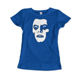 THE EXORCIST Captain Howdy Pazuzu Demon Graphic Tee-Super soft and smooth 100% ringspun combed cotton tee, preshrunk with shoulder to shoulder taping, seamless collar and double needle hems. High quality colorfast, fade resistant print. Free shipping worldwide from the USA.-Women (Fitted)-Royal Blue-S-