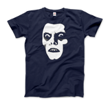 THE EXORCIST Captain Howdy Pazuzu Demon Graphic Tee-Super soft and smooth 100% ringspun combed cotton tee, preshrunk with shoulder to shoulder taping, seamless collar and double needle hems. High quality colorfast, fade resistant print. Free shipping worldwide from the USA.-Men (Unisex)-Navy-S-