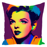 -Double-sided, square pillow or pillowcase. Made-to-order, ships from the USA. Sewn pillow, Zipper Cover with or without Pillow. Soft 100% polyester filling for perfect fluff and form. custom somewhere over the rainbow judy garland wizard of oz colorful home decor lgbtq lgbtqia trans drag gay pride icon classic art -Spun Polyester-16x16 inches-With Zipper-