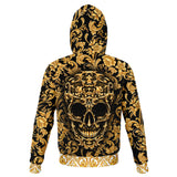Baroque Skull Hoodie, Gothic All Over Print Hooded Pullover Sweatshirt-