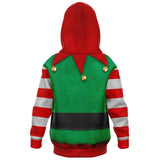 Christmas Elf Costume Hoodie - Infant, Toddler and Kids / Youth Sizes-Fun and festive Christmas costume Hoodie. All-over-printed soft and durable cotton/polyblend with brushed fleece on the inside for supreme! Whether it’s school trips or lazy days, this hoodie is ultra comfortable. Each panel is individually printed, cut and sewn to ensure a flawless graphic with no imperfections.Available in sizes from XXS (baby) to XS (toddler) up to XL youth sizes, see size chart below. • 20% cotton, 75% polyester, 5% s