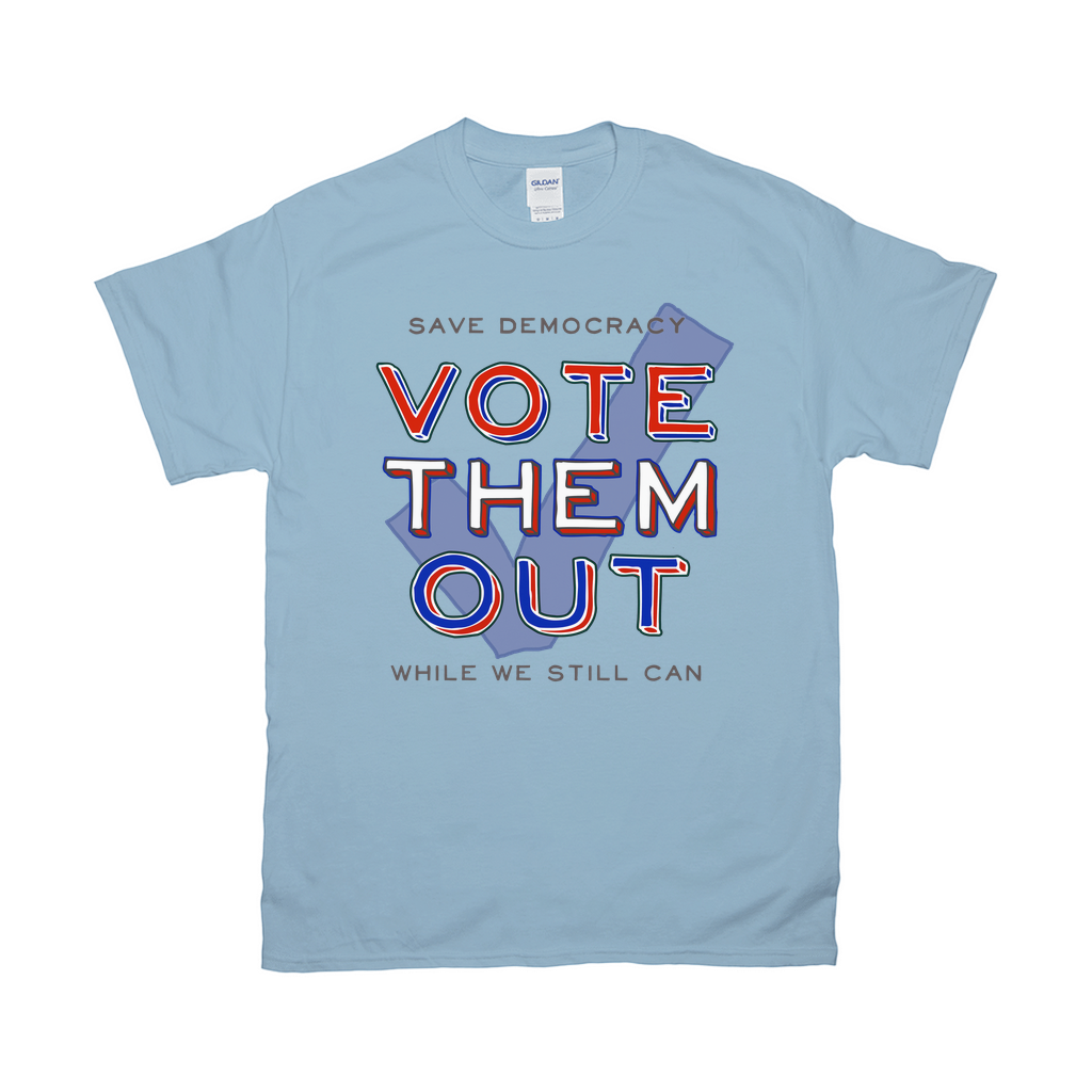 -Comfortable and durable mens / unisex style classic fit t-shirt. Soft 100% cotton, crew neck & short sleeves. These shirts are made-to-order and ship from the USA. Resist United voting rights equality 2022 midterm 2024 election anti-fascist stop fascism antifa womens abortion constitution LGBTQ BLM America march protest-Light Blue-S-