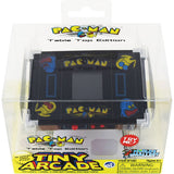 -A tiny working, miniature version of the original 1980s classic 'cocktail table' style PacMan arcade game cabinet that fits in the palm of your hand. Hi-res screen, joystick & buttons. Complete gameplay with authentic graphics and sounds. World's smallest version! Officially licensed Namco product. Shipped from USA. -