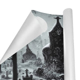 -58" x 23" rolls of high quality 5.93oz gift wrap. Free Shipping. 25% off 2 or more rolls w/code 'WRAPPERSDELIGHT' at checkout. goth gothic christmas xmas winter halloween holiday wrapping paper creepy dark weird unusual unique horror solstice alternative secular emo heavy metal death spooky graves-
