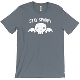 -Stay Spoopy winged skull graphic tee. High quality printing on soft Bella Canvas Canvas shirt. These shirts are made-to-order and typically ship in 2-4 business days from within the USA. Funny kowai cute halloween goth gothic spoopy spooky girl boy mens womens unisex t-shirt -Steel Blue-S-