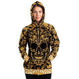 Baroque Skull Hoodie, Gothic All Over Print Hooded Pullover Sweatshirt-