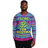 Funny I'LL BE OM FOR CHRISTMAS Sweatshirt, Mens/Unisex Ugly Sweater-Funny all-over-print unisex sweatshirt made of soft & comfortable cotton/polyester/spandex blend with brushed fleece interior. Each panel is individually printed, cut & sewn to ensure a flawless graphic that won't crack or peel. Mens womens Christmas pullover jumper ugly sweater om hindu hinduism hanukkah jewish yoga-