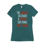 -Women's style Bella+Canvas, longer length, slim fit crew neck t-shirt in darker colors. Airlume combed and ring-spun cotton. Made to order, shipped from the USA Women's rights equality Keep Abortion Legal pro-choice Healthcare her body her choice Roe v Wade SCROTUS bans off our bodies PERSIST and Resist United ERA NOW-Heather Deep Teal-S-
