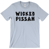 Funny WICKED PISSAH Tee, Mens/Unisex Adult Sizes, Shipped from the USA-Soft airlume cotton standard fit t-shirt with short sleeves and crew neck. - Boston Mass New England Massachusetts New Hampshire Rhode Island Maine Vermont Connecticut MA NH RI MN VT CT aweome regionalism saying slang townie chowda head masshole sox celtics bruins huskies revolution patriots black wolves fan smaht -M-Light Blue-
