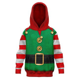 Christmas Elf Costume Hoodie - Infant, Toddler and Kids / Youth Sizes-Fun and festive Christmas costume Hoodie. All-over-printed soft and durable cotton/polyblend with brushed fleece on the inside for supreme! Whether it’s school trips or lazy days, this hoodie is ultra comfortable. Each panel is individually printed, cut and sewn to ensure a flawless graphic with no imperfections.Available in sizes from XXS (baby) to XS (toddler) up to XL youth sizes, see size chart below. • 20% cotton, 75% polyester, 5% s