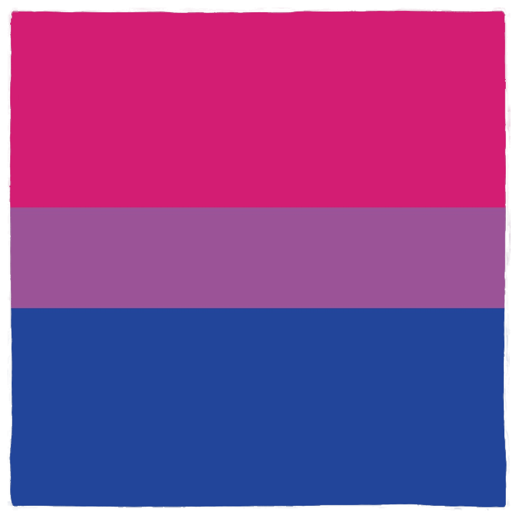BISEXUAL Pride Bandana -Polyester jersey knit 24 inch square bandana, kerchief, handkerchief, hanky, neckerchief, do-rag, facemask, headscarf, babushka, hankey. GLBT LGBT LGBTQ LGBTQIA LGBTQX LGBTQ Plus LGBTQ+ Bi Bisexual Pride stripes. Love is love. Hearts not Parts. Equality, Rights, Representation.Pink Blue Purple-Horizontal Stripes-